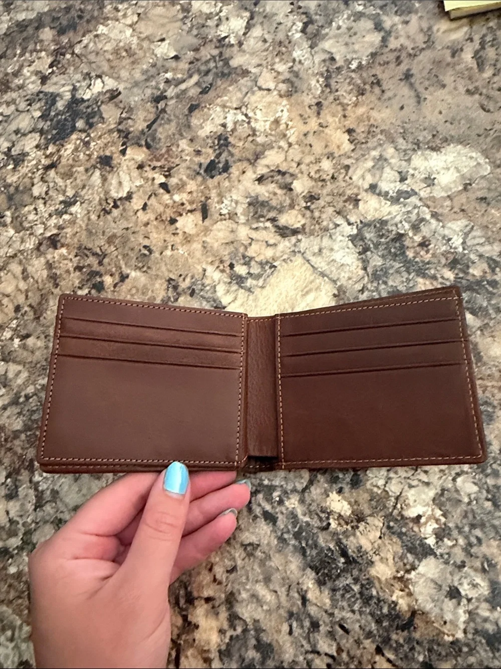 Men's Brown Leather Bi-Fold Wallet with Coin Window